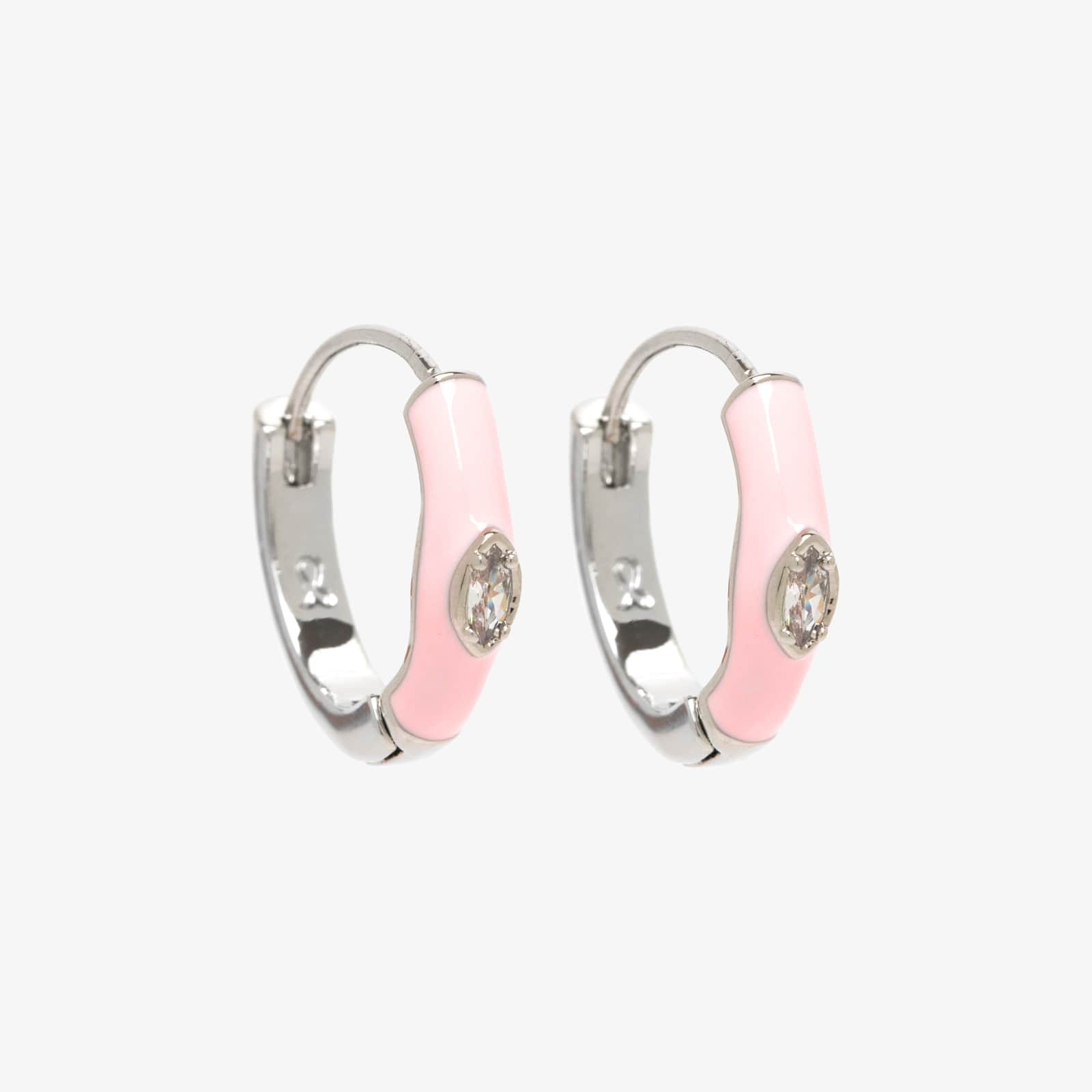 Boarding for Breast Cancer Enamel Hoop Earrings | Multicolor Metal | Cute Friendship, Best Friend & Couple Promise Rings for Girls, Women, or Girlfrie