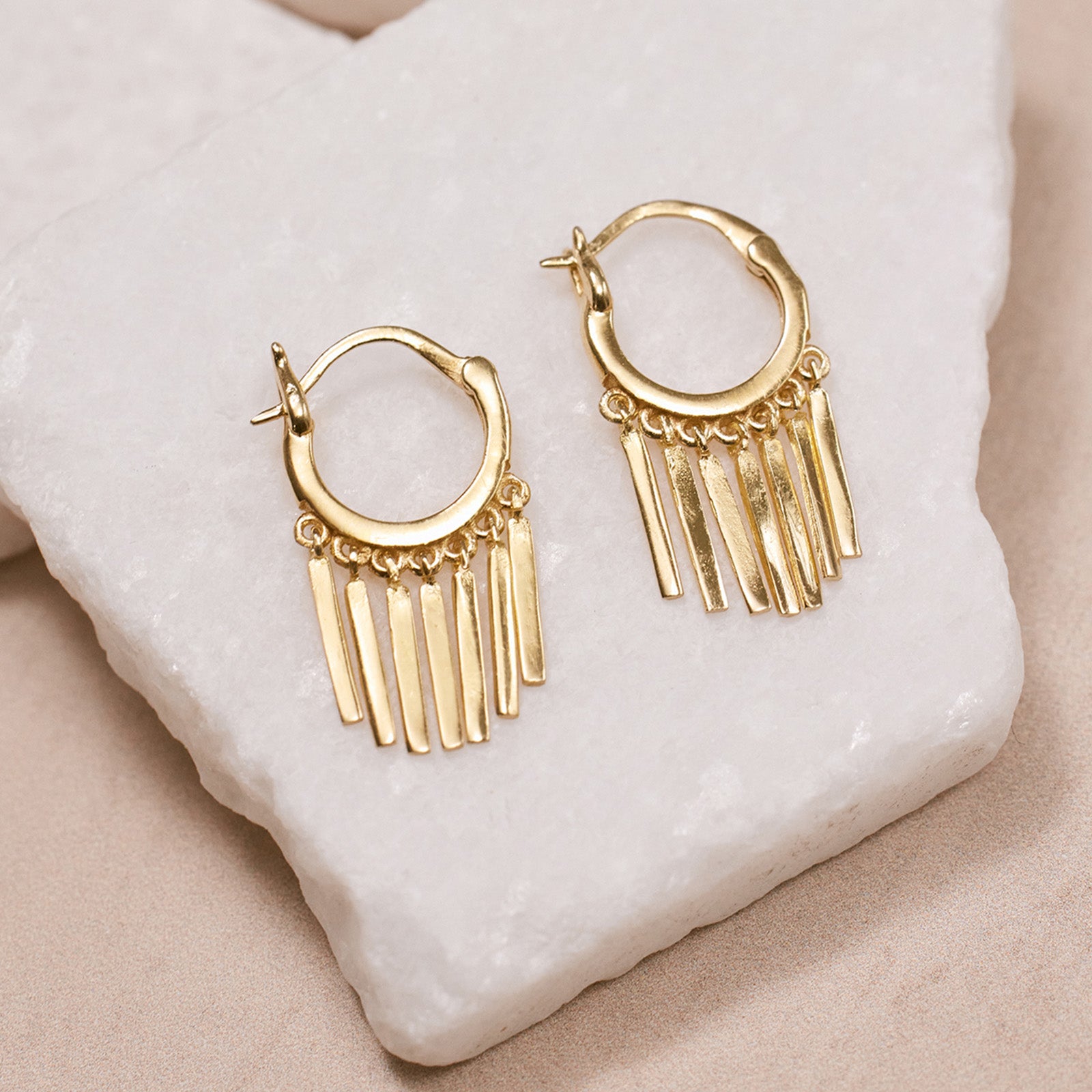 Fringe Huggies | Gold Metal | Cute Statement Earrings for Women & Girls | Pierced, Stud, Dangle, Cool | Puravida