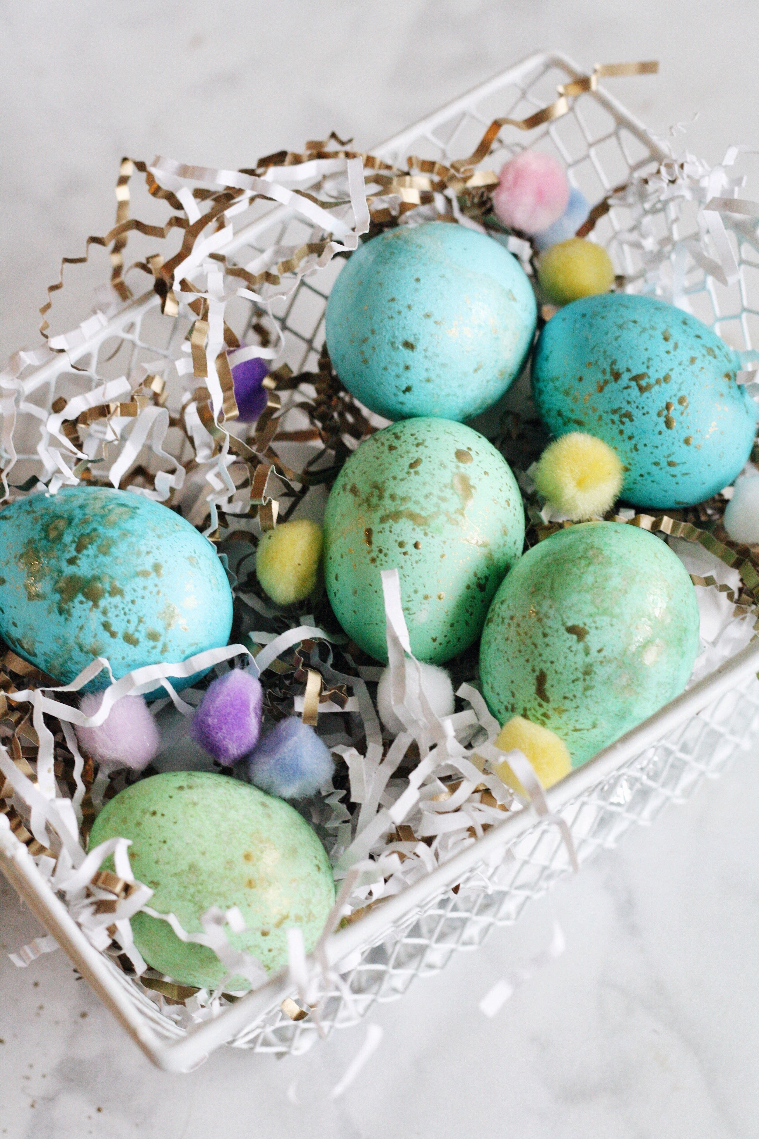 Gold splattered eggs