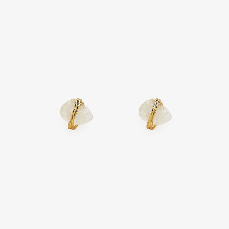 Raw Clear Quartz Stud Earrings