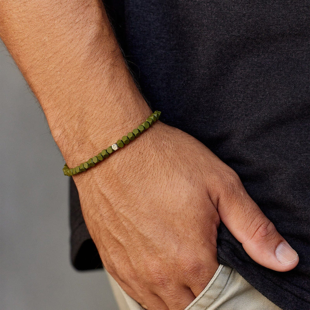 Hufflepuff Tile Bead Stretch Bracelet | Yellow Metal | Waterproof Bracelets for Men | Men's Stylish Jewelry & Accessories | Pura Vida
