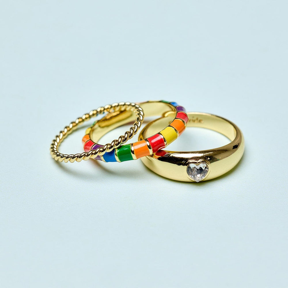 Rainbow Enamel Ring Stack 4