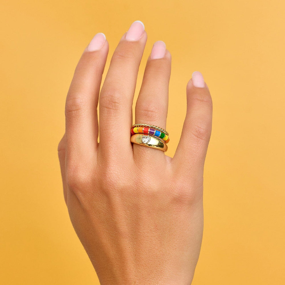 Rainbow Enamel Ring Stack 2