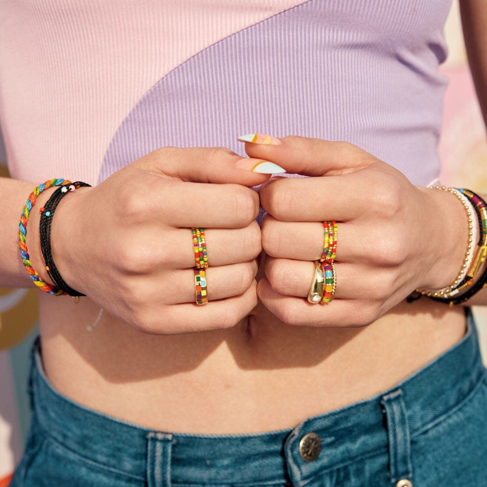 Rainbow Enamel Ring Stack 3