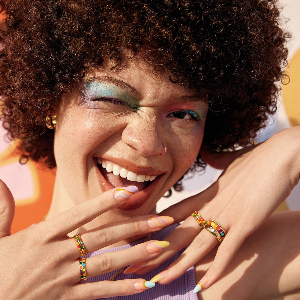 Rainbow Enamel Ring Stack 8