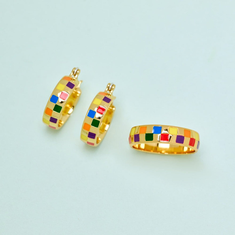 Rainbow Checkerboard Ring 4