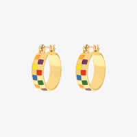 Rainbow Checkerboard Hoop Earrings Gallery Thumbnail