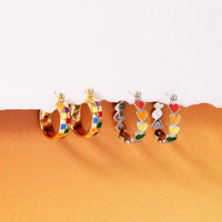 Rainbow Checkerboard Hoop Earrings Gallery Thumbnail