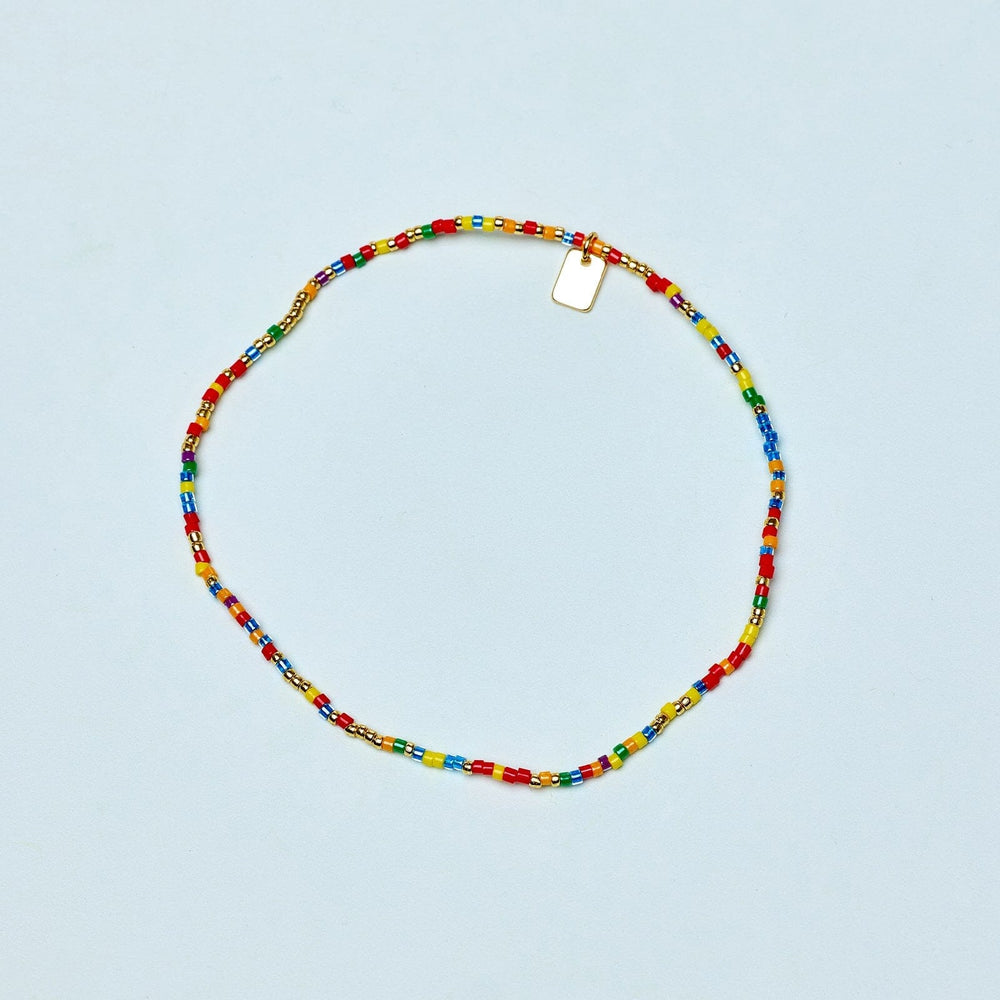 Rainbow Bead Stretch Anklet 4