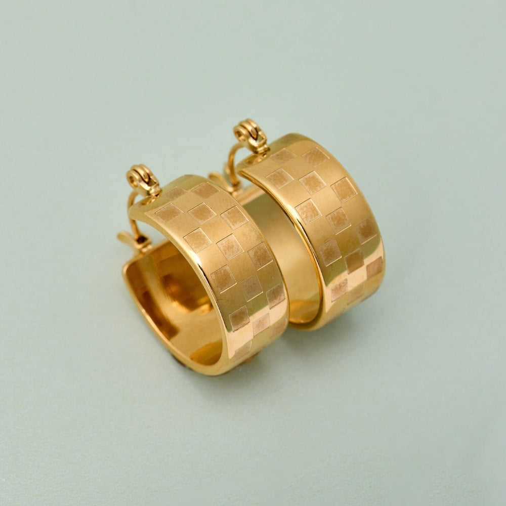 Gold Check Hoop Earrings 4