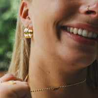 Gold Check Hoop Earrings Gallery Thumbnail