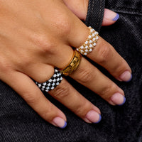 Checkerboard Bead Stretch Ring Gallery Thumbnail