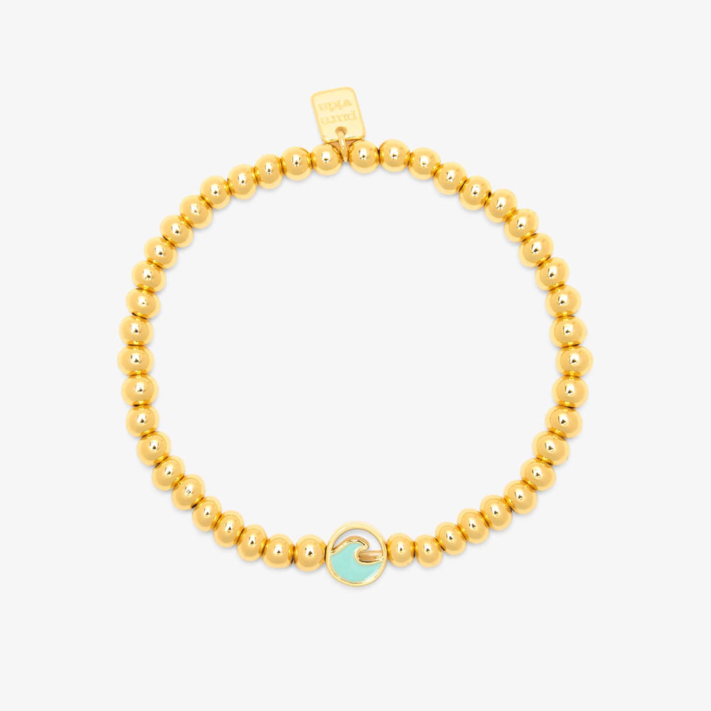 Enamel Wave Gold Bead Stretch Bracelet 1