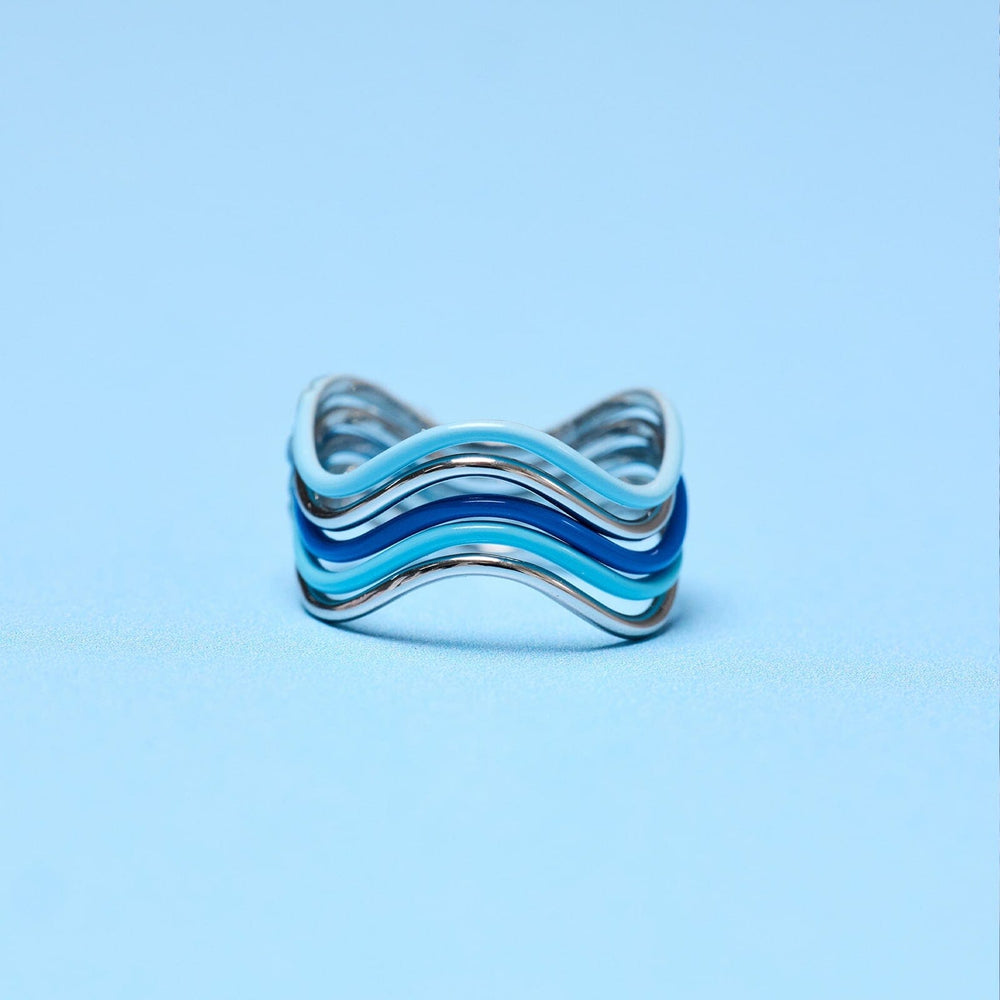 Wavy Enamel Ring Stack 4