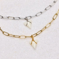 White Shark Tooth Chain Anklet Gallery Thumbnail