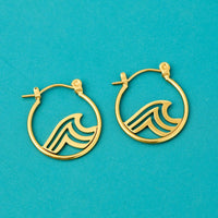 Surfrider Gold Wave Hoop Earrings Gallery Thumbnail