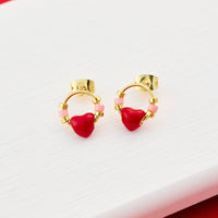 Heart Bead Stud Earrings Gallery Thumbnail