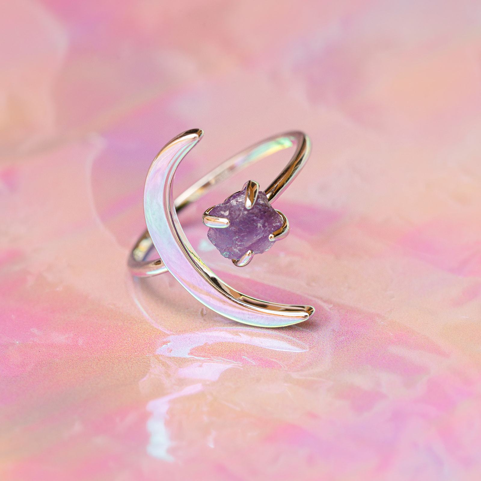 Sterling Silver Open Crescent Moon Ring – Gaia's Candy