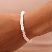 Puka Shell & Frosted Bead Stretch Bracelet Gallery Thumbnail