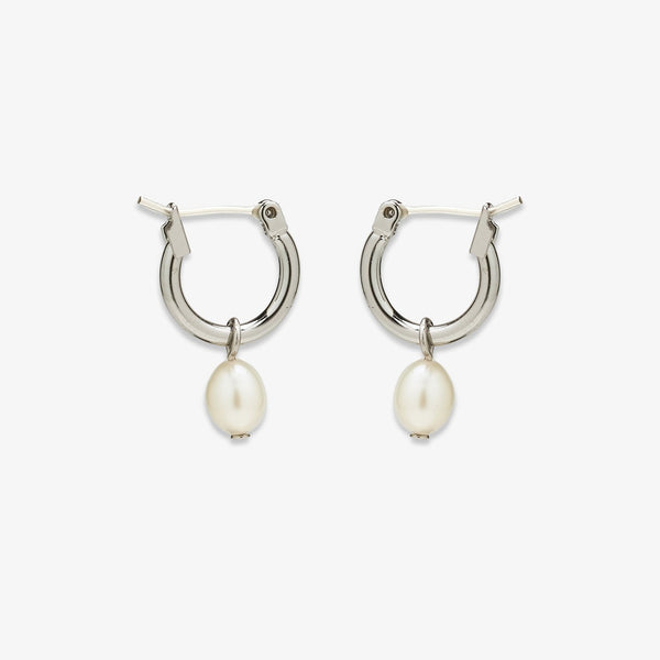 Glamlife LV Pearl Hoop Earing Anti Tarnish for Girls and Women's - Rose Gold,  Pearl Hoop Earrings