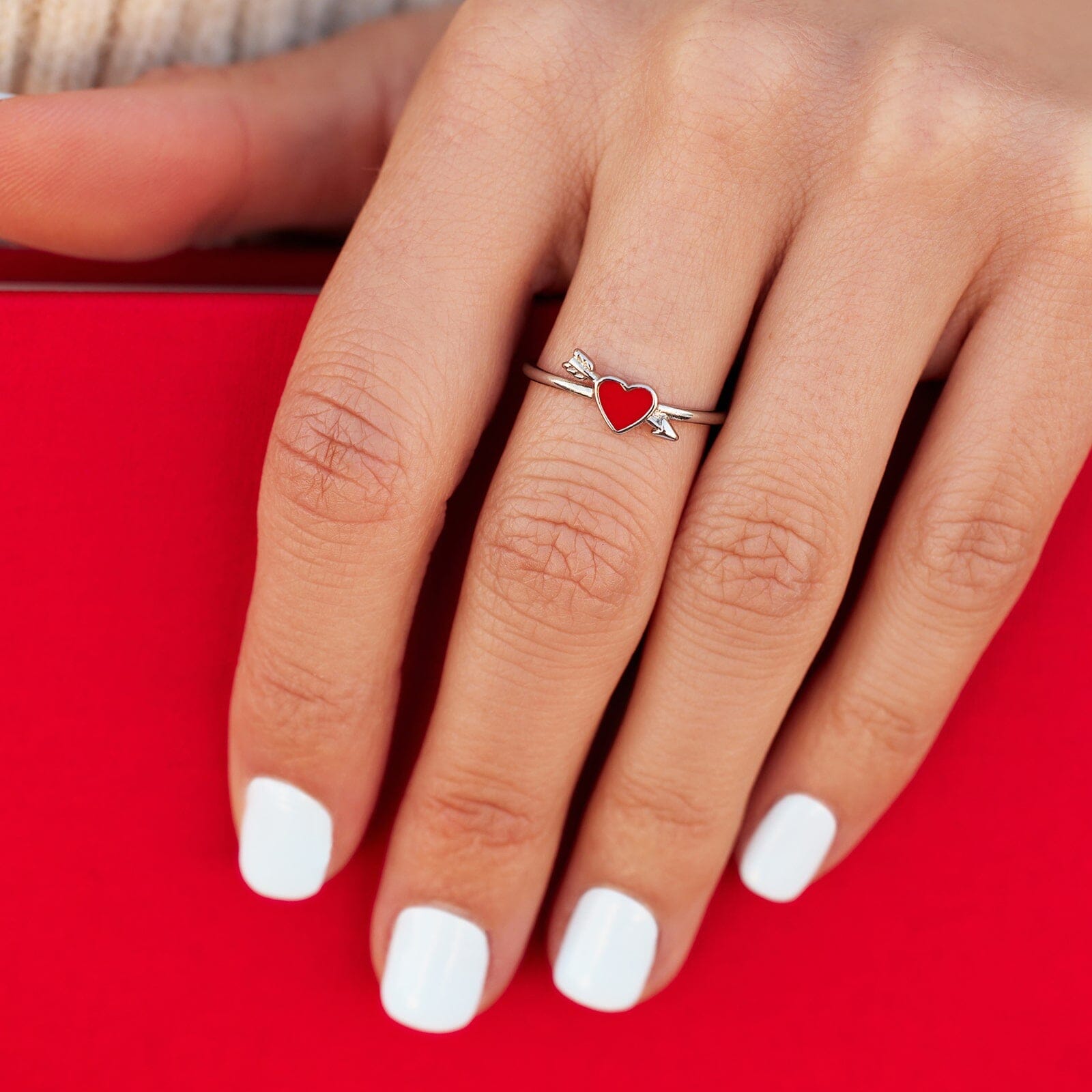 Buy CLARA 925 Sterling Silver Rhodium Plated Swiss Zirconia Blood Red Heart  Ring with Adjustable Band Gift | Shoppers Stop