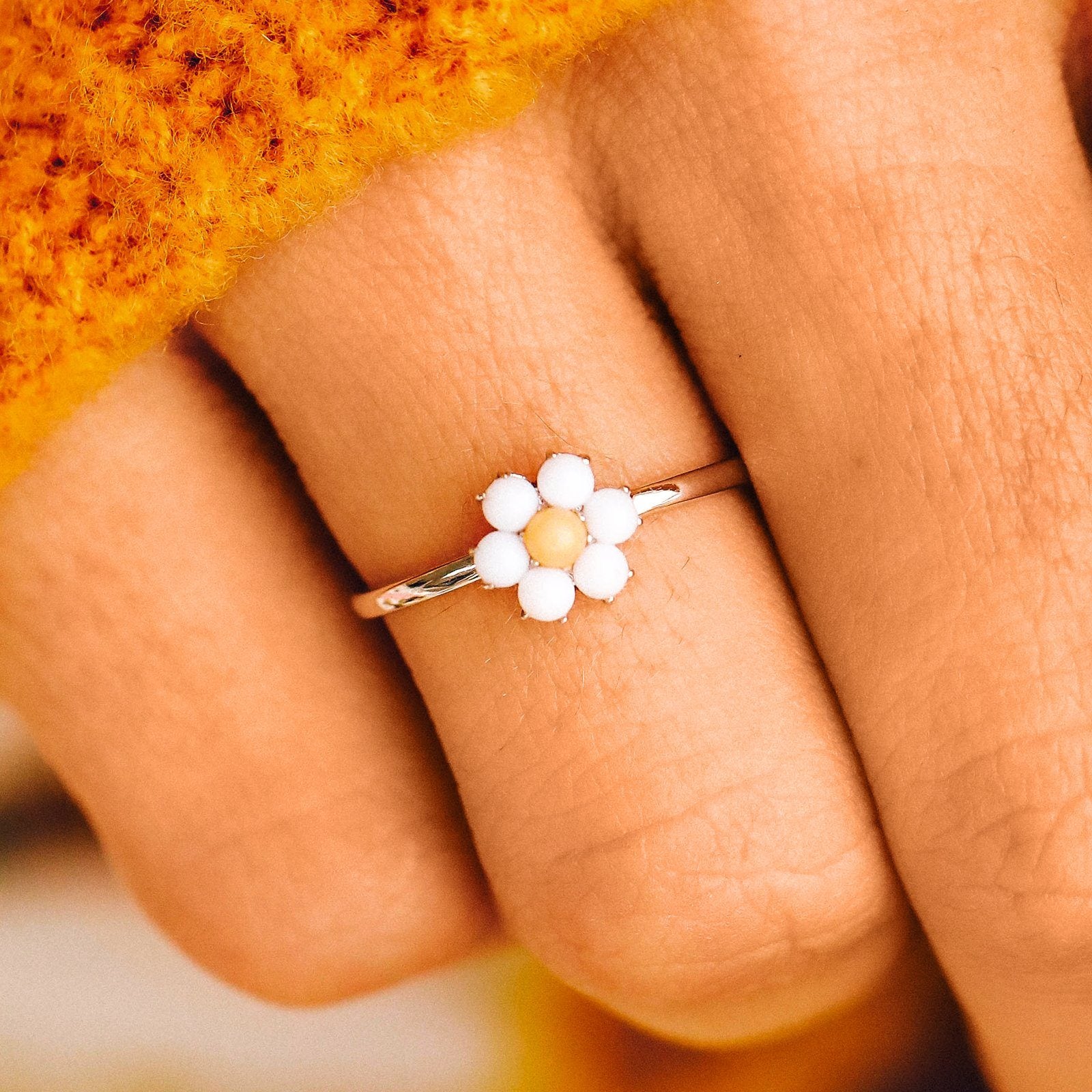 Gemstone Daisy Ring