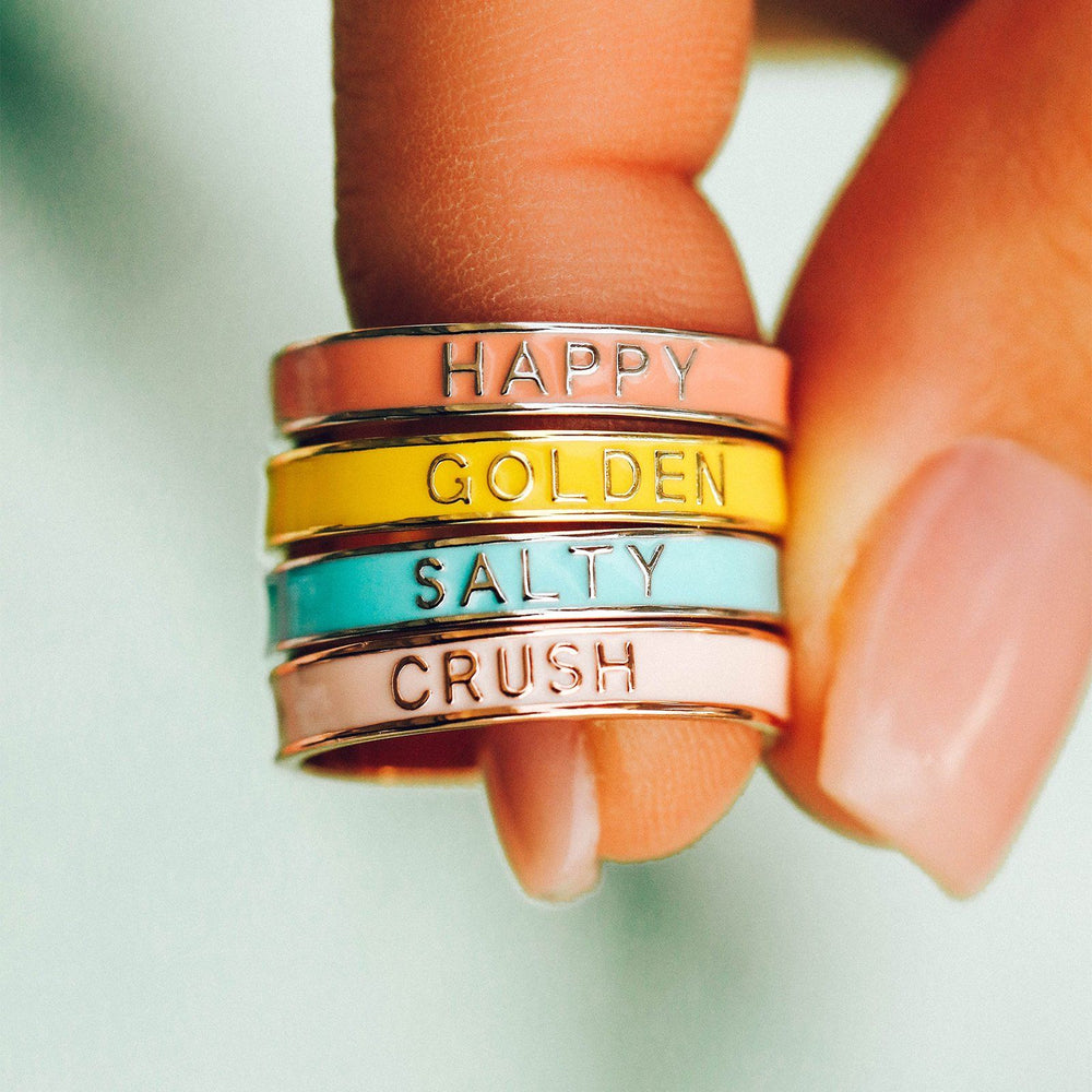 Salty Enamel Word Ring 4