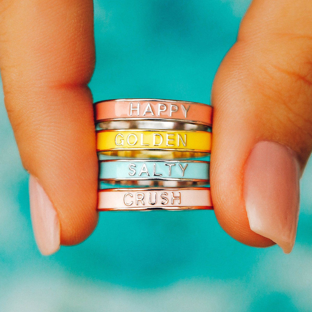 Salty Enamel Word Ring 3