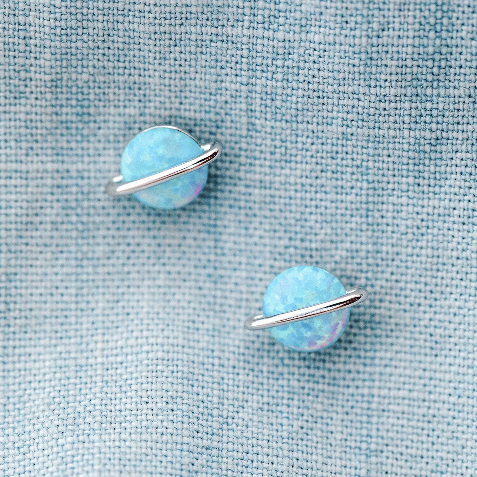 Mini Blue Saturn Earrings - Etsy