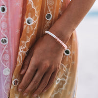 Puka Shell & Frosted Bead Stretch Bracelet Gallery Thumbnail