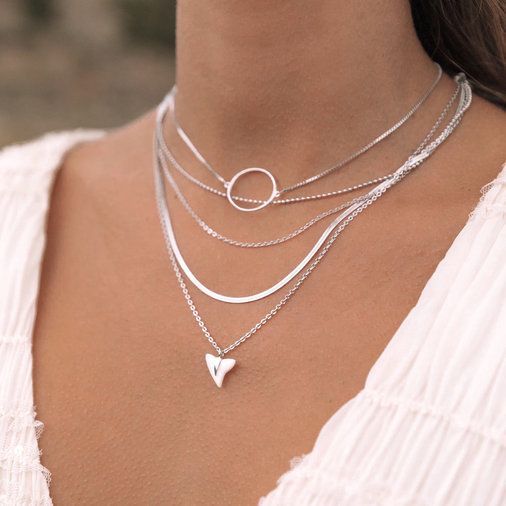 Dainty Sterling Silver Shark Tooth Pendant Necklace – The Cord Gallery